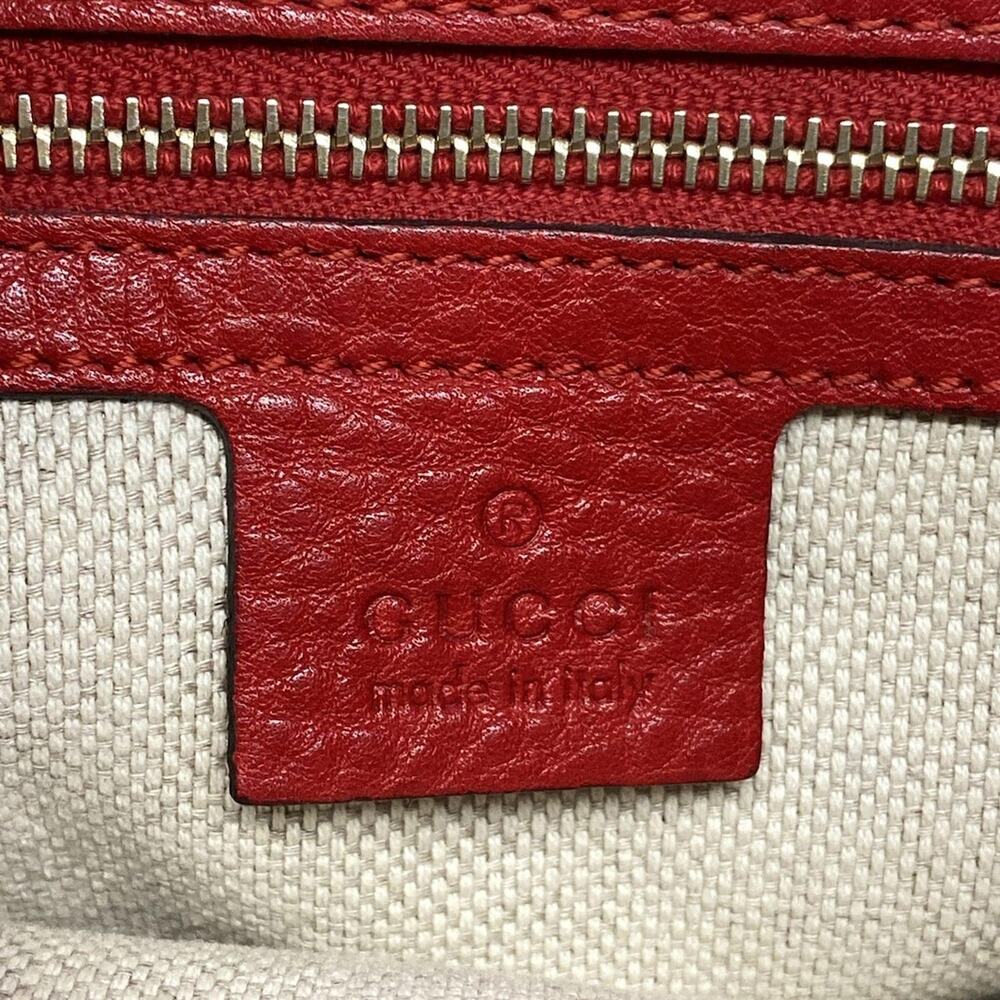 Gucci GG/Bamboo Handbag 308360 Red Beige Dark Brown Jacquard Leather - Picture 9 of 15